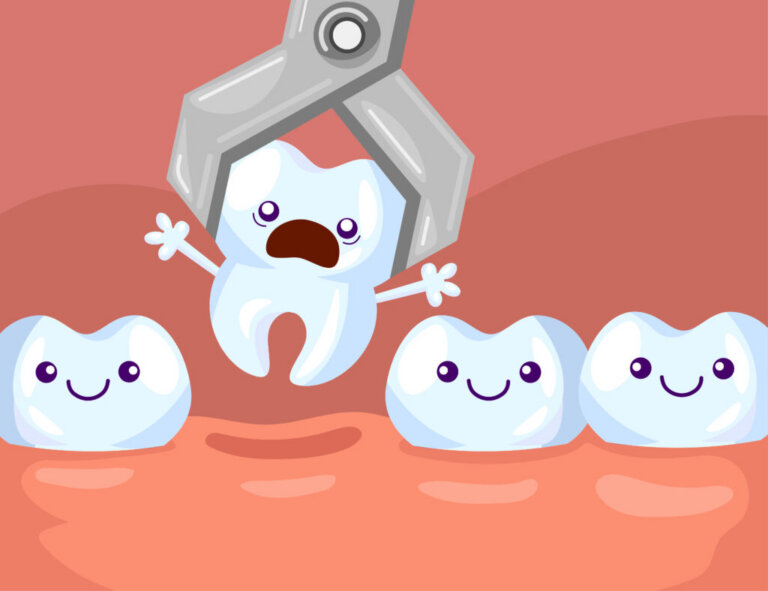 Tooth removal cartoon vector illustration